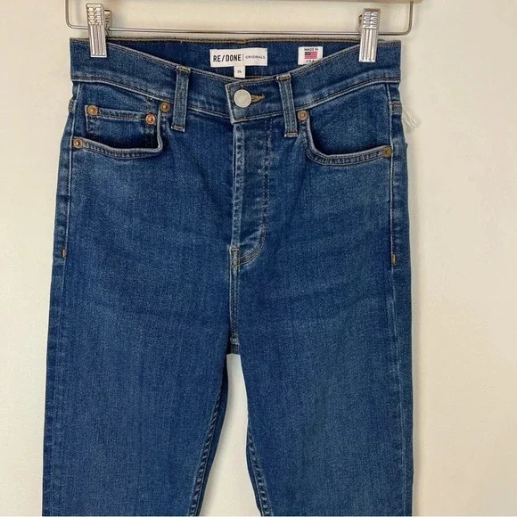 Re/Done Originals High Rise Button Fly Skinny Leg Jeans Medium 25 Classic Boho - Picture 2 of 6
